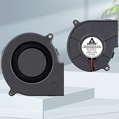 GDSTIME 75mm x 30mm 5V USB Blower Fan with 3 Speed Controller DC Brushless | 7530, Small Turbine Centrifugal Fans, for NAS, Helmet, Vivarium, Laptop, Amplifier, Raspberry Pi Cooling Ventilation - size: 75mm x 30mm