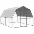 Large Walk-in Chicken Coop 147.6x112.2x90.6 Inch Outdoor Poultry Run Cage with Galvanized Steel Frame and Protective Cover for Chickens and Small Animals Silver - color: Silver-A