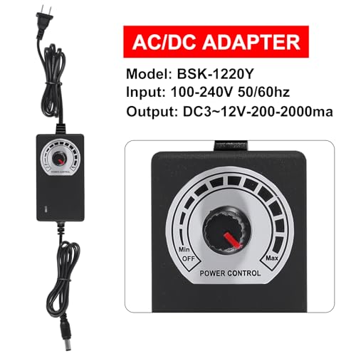 UMLIFE 1 Set PC Fans 120mm (120mm x 32mm) with Variable Speed Controller 3V to 12V, Axial Computer Fan with AC Plug 110V 120V 220V, Vent Fan for PC Cooler Biltong Box Cabinet Receiver Xbox DVR