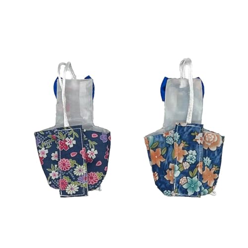 2 PCS Floral Parrot Diapers Bird Flight Suit Blue and Green Reusable Inner Layer for Parakeet Mini Macaw - size: M
