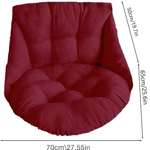 Hammock Chair Cushion, Hanging Basket Egg Chair Cushion Round Seat Thick Nest Back Pillow for Patio Garden Swing Chair Seat Pads (Only Pads) (Red) - color: Red