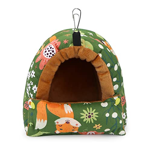 Wontee Bird Nest House Winter Warm Snuggle Hut Bird Bed Hanging Hammock for Parrots Budgies Parakeets Caique Senegal Cockatiels Conures (Medium, Green) - color: Green, size: Medium