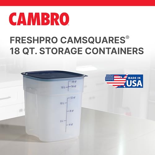 Cambro FreshPro 18 Quart (QT) Food Storage Container with Lid (Restaurant Grade) - for Food Prep, Commercial Kitchen, Pet and Dog Food Container (Translucent) - size: 18 Quart
