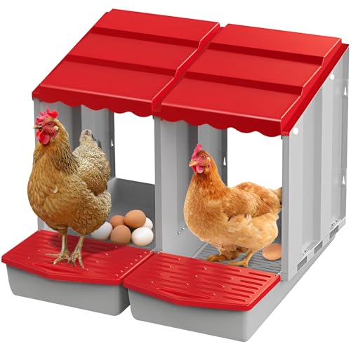 2 Hole Chicken Nesting Box with Rolling Egg Collection Design | Rolling Egg Collection & Protection Nesting Boxes, Avoid Broken Eggs, Ideal for Coops, Backyard & Family Chicken Raising - size: 2 Compartment