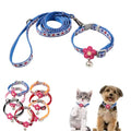 Puppy Collar XS with Bell Leash Set,Basic Puppy Collars Floral Print for XXS Xs Small Cat Pet Animal Litter Tiny Kitten Boy Girls, Blue - color: Blue