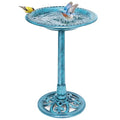 VIVOHOME Bird Bath for Outside, Polyresin Pedestal Birdbath, Blue | Weather-Resistant, 20-Inch Bowl, 28-Inch Height, for Outdoor/Garden, Bird-Friendly, Easy to Clean - color: Blue