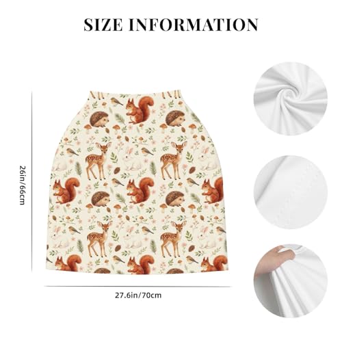 Fox Hedgehog Squirrel Mushroom Squirrel Baby Stuff Car Seat Cover for Baby,Mom Nursing Breastfeeding Covers,Multi-Use Stroller Canopy Carrier Cover,Woodland Theme Gift for Boys Girls - color: Woodland Animal