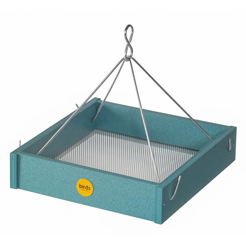 Birds Choice Small Hanging Platform Bird Feeder | Lake Blue | Recycled Plastic Tray with Draining Mesh Bottom, Made in USA, Welcomes a Variety of Wild Birds - color: Lake Blue