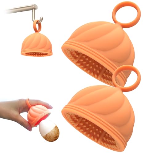 Egg Washer for Fresh Eggs - Upgraded 2.0 Silicone Egg Scrubber | Farm Fresh Egg & Vegetable Scrubber (Orange 2Pcs) - color: Orange 2pcs