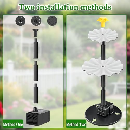 Upgrade 2W Solar Fountain Pump Kit with 4 Nozzles & 9.94FT Cable | Outdoor 7V DIY Solar Fountain for Bird Bath, Garden, Pool, Pond, Cascading Water Flow, Attracting Birds - color: 2w Solar Fountain