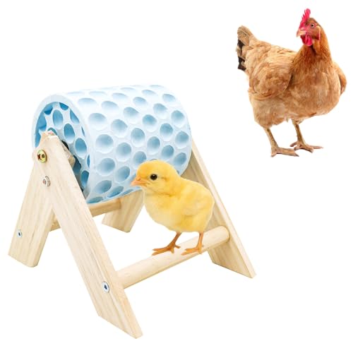 Chicken Coop Accessories, Beak Grinding Calcium Stone with Wooden Stand, Enrichment Toys for Hens, Ducks, Geese, Turkeys, Poultry, Blue - color: Blue