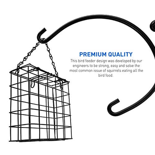 EasyGo Product Squirrel Proof Bird Feeder Wild Bird Station - Powder Coated 81 Inch Steel Pole Squirrel Baffle 2 Bird Feeders 1 Squirrel Peanut Feeder - 5 Prong Base PATENTS PENDING