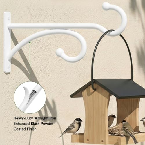 2Pack 6 Inch Plant Hangers Outdoor, Wall Hooks for Hanging Planters Baskets | Heavy-duty metal, indoor outdoor wall mount, for flower pots, wind chimes, lanterns, bird feeders, White - size: 6Inch 2Pack-White