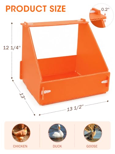 Touri 3 Pcs Chicken Nesting Boxes, Durable | for Laying Eggs for Hens Ducks and Poultry, Orange - color: Orange-3 pack