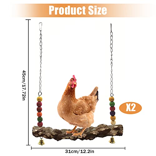 Chicken Bird Swing,Chicken Perch,Natural Wooden Swing Toys,Wood Stand for Chick,Safe and Relief of Stress,Chicken Coop Accessories,Coop Swing for Chicken Bird,Parrot,Hens (2pcs) - color: 2pcs