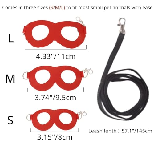 MANON ROSA Sugar Glider Harness and Leash Set, Adjustable 3 Pcs Vest, Black | Escape-Proof Design, Comfortable Adjustable Vest, Suitable For Small Pets, Durable Material, Easy To Wear, Secure Leash 57.1 - color: 01 Red