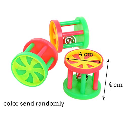 QBLEEV Bird Roller Rattles Toys, Parrot Foot Toys, Foraging Chewing Bell Training Trick Toys, Birds Play Gym Activity Center Cage Accessories for Small Parrots-3 Pack - style: Bird Roller Rattles Toys 3 Pack