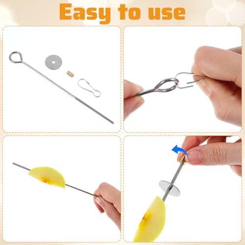 4PCS Bird Cage Food Holder with Hook, Stainless Steel Bird Feeder for Cage, Parrot Fruit Skewers, Birds Foraging Toys for Macaw Parakeet Parrot Budgie (2 Sizes)