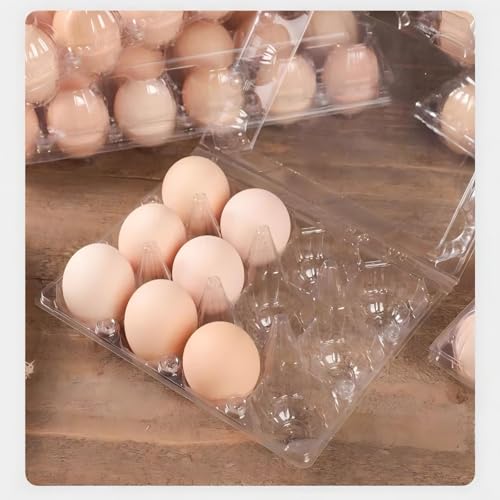 40 Pack 12-Egg Cartons Plastic Clear 3X4 Grids Reusable Storage Container, Stackable Cheap Bulk 1/2 Dozen Egg Trays for Refrigerator/Farms/Camping/Travel