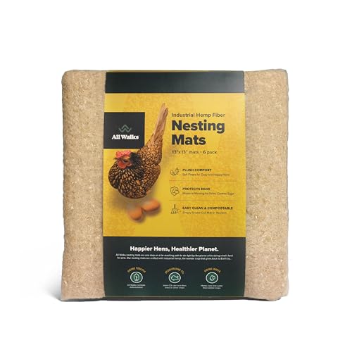 Chicken Nesting Material Mats - Sustainably Sourced Hemp Nesting Pads for Chicken Coop - Safe and Soft Hen House for Laying Eggs - American Farms 13 x 13 (6 Pack)