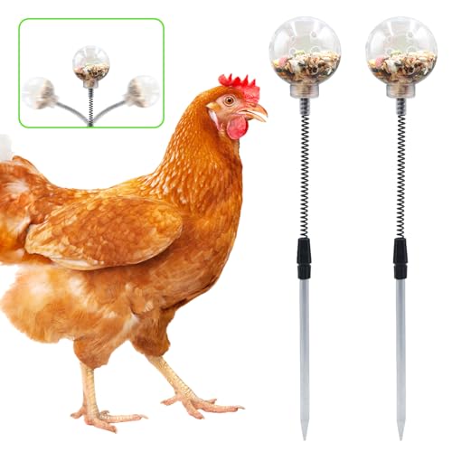 Chicken Treat Dispenser, Chicken Enrichment Toys with Spring and Ground Stake, Feeder for Coop, Coop Accessories for Hens, Geese, Ducks, Turkeys, Other Poultry - color: Soft Spring