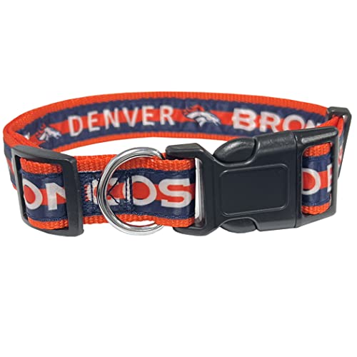 Pets First NFL Denver Broncos Licensed PET COLLAR, Small - Heavy-Duty, Strong, and Durable Dog Collar. Available in 31 Football Teams and 4 Sizes - color: Denver Broncos, size: Small