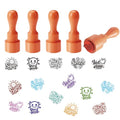 AHANDMAKER 5 Styles Mini Teacher's Day Wooden Rubber Stamp, Small Positive Encouragement Patterns Stamps for Teacher Rating DIY Making Scrapbooking Card Stamping Pottery Clay Crafting - style: Teacher's Day