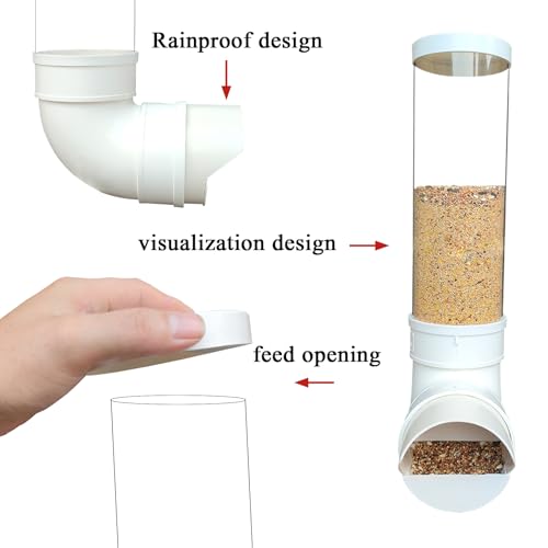 PVC Chicken Feeder,Outdoor Automatic Chicken Feeder,Chicken feeders no Waste,wall Mount Weatherproof Chicken Gravity Feeder (Transparent) - color: transparent