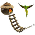 Tfwadmx Hanging Bird House with Ladder Natural Coconut Fiber Birds Nest Coco Shell Hideaway Lovebird Swing Toys Parrot Cage Accessories for Parakeet Finch Parrot Canary