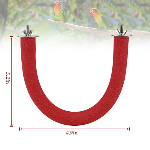 Rypet U-Shaped Parrot Perch, Bird Perch for Cage(Red S) | Safe Chew & Rest Perch for Large Birds, Durable Non-Toxic Cage Accessory, for Parakeets Cockatiels Conures Macaws - color: Red, size: Small