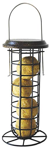 Gardener's Supply Company Suet Ball & Bird Feeder Set | Durable Powder-Coated Steel Design Attracts Birds | Includes 4 Peanut-Blend Suet Balls, Black