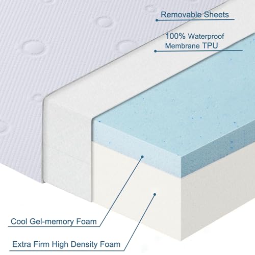 Baby Bassinet Mattress Pad, 47" x 23.6" x 2" Dual Sided Gel Memory Foam Mattress with Breathable Removable Soft Cover Fit for ADOVEL/BabyBond/ELEMARA Bassinet Bedside Crib - size: Rectangle 47" x 23.6" x 2"