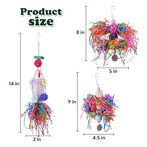 Bird Toys, Parakeet Foraging Toy, Hanging Chewing Toy, Bird Cage Accessories – Suitable for Cockatiels, Budgies, Lovebirds, Conures and Other Small Parrots - color: 3 pieces loofah