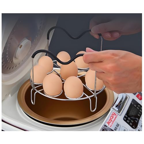 19.5cm Silver Egg Steamer Rack, Heat Resistant Silicone Handle | 19.5cm/7.68inch Steamer Rack Trivet for Instant Pot Accessories Stainless Steel Egg Assit fit, Kitchen Steam Rack Cook 9 Eggs - color: Egg Steamer Rack Trivet