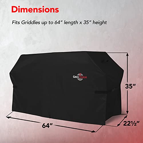 Heavy Duty Griddle Cover for Outdoor Grill, 36 Inch Black | Waterproof, Weather Resistant, UV & Fade Resistant, Heavy Duty Protection, Adjustable Straps, Outdoor Grill Cover, Secure Fit - color: Black, size: 64''L x 22''W x 35''H