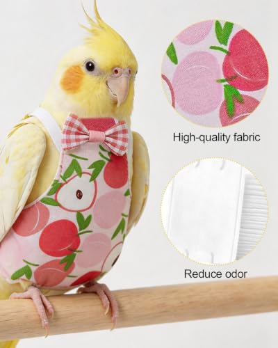 3Pack Bird Diaper, Reusable Parrot Nappy & 50 Absorbent Liners Bird Diapers | Cute Fruit Pattern Bird Diapers