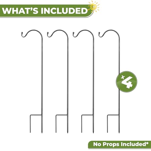 Sorbus® Shepherd's Hooks - Set of 4 Extendable Garden Planter Stakes for Bird Feeders, Outdoor Décor, Plants, Lights, Lanterns, Flower Baskets, and More! Heavy Duty - Up to 6.5 Lbs. (4 Pack) - size: 4 Pack