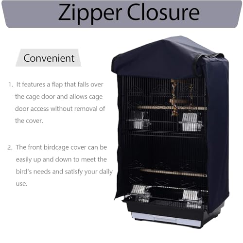 QBLEEV Birdcage Cover, Parrot Cage Night Cover Shade, Universal Cage Covers | Pet blackout windproof light-proof sleep reduces distractions night tear-resistant cloth without cage-14.1x18.5x35.4" (LxWxH) - color: Blue, size: 14.1"L X 18.5"W X 35.4"H
