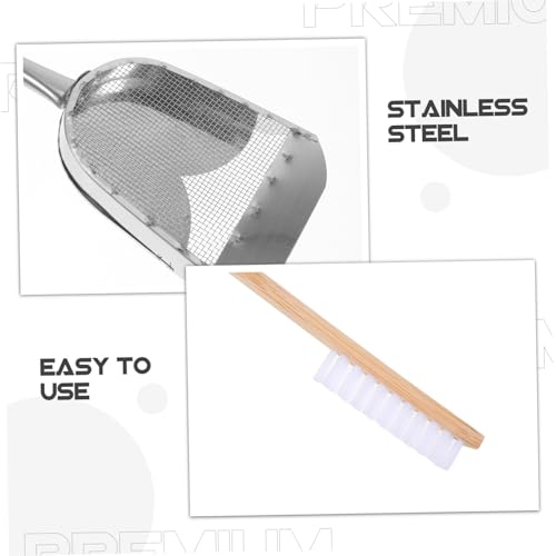 2-Piece Bird Cage Cleaning Set Pet Cage Brush Dropping Scoop Multi- Cleaning Tool
