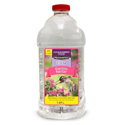 Pennington Electro-Nectar Hummingbird Nectar Ready to Use 64-Oz Bottle | With electrolytes, no added color, naturally clear, humming bird nectar, for bottom fill, top fill and dish feeders
