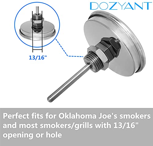 3 1/8 Inch Grill Thermometer 2 Pack Replacement for BBQ Grill and Smoker | Large Face BBQ Thermometer and Smoker Temperature Gauge Replacement for Oklahoma Joe's Charcoal Grill and Wood Smoker Pit - color: 2 Pack