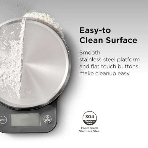 Kitchen Mama Q-Series Digital Food Scale, Metal Gray | 13.2 lb / 6000g Capacity, 1g Precision, Tare Function, Stainless Steel Platform, LCD Display - color: Metal Gray