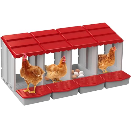4 Hole Chicken Nesting Box with Rolling Egg Collection Design | Rolling Egg Collection & Protection Nesting Boxes, Avoid Broken Eggs, Ideal for Coops, Backyard & Family Chicken Raising ﻿ - size: 4 Compartment