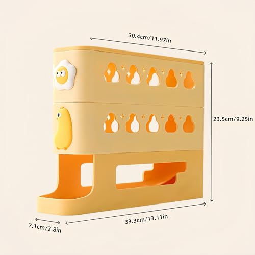 Automatic Rolling Egg Holder for Fridge – 4-Layer Automatic Egg Dispenser, Large Capacity Fridge Eggs Container, Space-Saving Fridge Organizer Tray for Kitchen