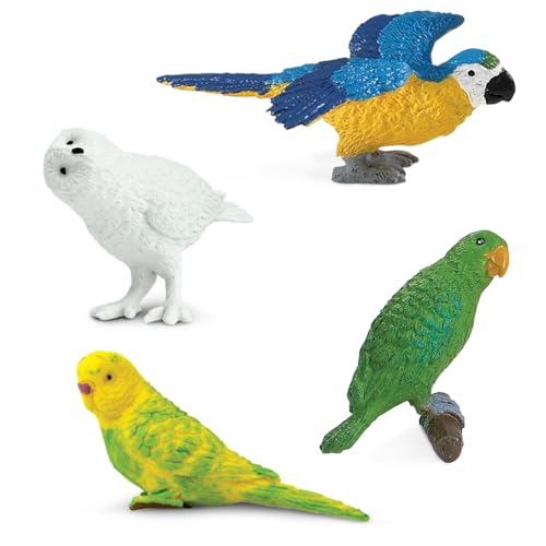 Safari Ltd. Exotic Birds TOOB - 10 Figurines: Parakeet, Quetzal, Macaw, Hummingbird, Toucan, Cockatoo, Flamingo, Snowy Owl, Parrot - Educational Toy Figures For Boys, Girls & Kids Ages 3+