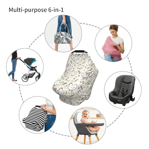 Chicken Hen Egg Baby Stuff Car Seat Cover for Baby,Mom Nursing Breastfeeding Covers,Multi-Use Car Seat Canopy Carrier Cover,Stroller Cover Newborn Shower Gift for Boys Girls - color: chicken