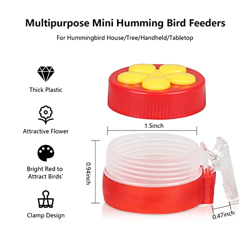 Mini Handheld Hummingbird Feeders with Clips, 8-Pack | Clip On, Small Plastic Hummingbird Feeders for Windows, Outdoors, Railing, Tree Branch & Flowerpot