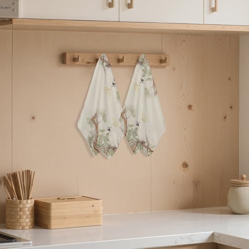 2 Pcs Artistic Parrot Kitchen Towels Decorative Hand Towels | Waffle Soft Tea Towel for Home, Bathroom, Absorbent Microfiber Dish Cloth, Housewarming Gifts for Women, Mom - color: Multi 1255