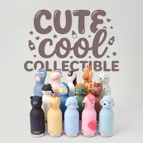 asobu Bestie Water Bottle, Cute Collectible Character, Leak Proof, BPA Free | 16 oz, Stays Cold 24 Hours, Double Wall Vacuum Insulation, Food Grade Stainless Steel, Spill Resistant, Great Gift Idea - color: Seal White