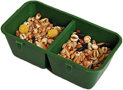 Litewoo Bird Food Water Feeder Parrot Seed Bowl for Cage (3.9inch 2 in 1) | 3.54x1.38x1.97 in, BPA-free plastic, with hooks, easy to clean, prevents tipping and mess, for small bird/parakeet /cage - size: 3.9inch 2 in 1